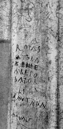 Das SATOR-Quadrat auf einer Säule der großen Palaestra von Pompeii