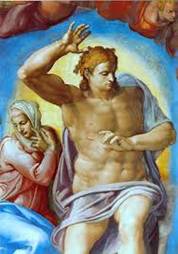 Michelangelo:Christus als Richter in der Sixtinischen Kapelle